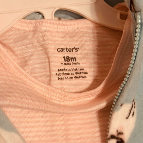 Carter’s Baby Girls 3-Piece Fleece Cardigan Set Turquoise Puppy Print 18M - Picture 5 of 7